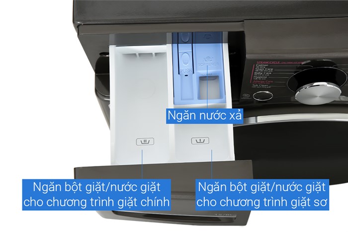 Máy giặt sấy LG AI DD Inverter giặt 15 kg - sấy 8 kg F2515RTGB Màu Đen