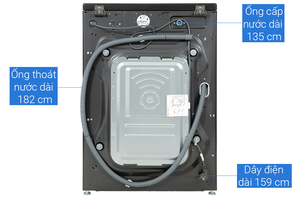 Máy giặt sấy LG AI DD Inverter giặt 15 kg - sấy 8 kg F2515RTGB Màu Đen