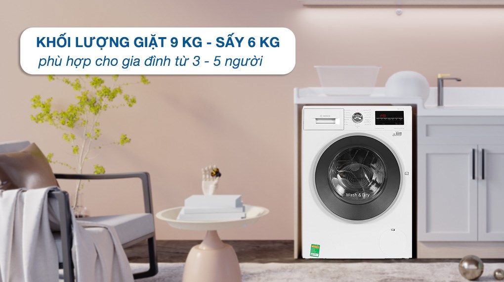 Máy giặt sấy Bosch giặt 9 kg - sấy 6 kg WNA14400SG