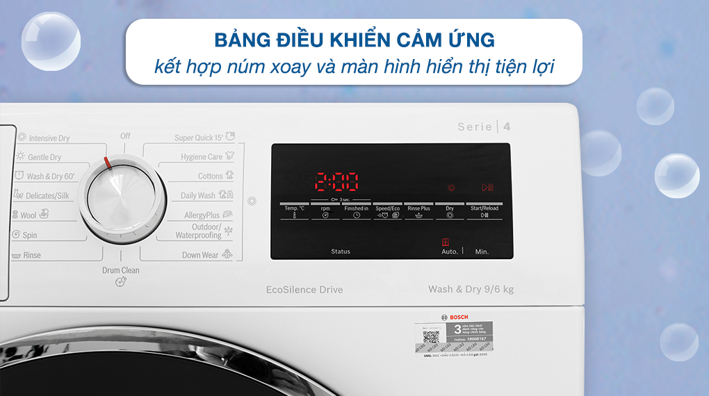 Máy giặt sấy Bosch giặt 9 kg - sấy 6 kg WNA14400SG