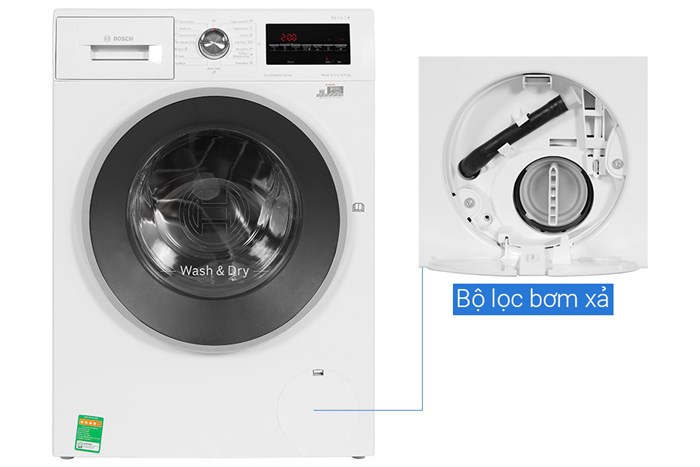 Máy giặt sấy Bosch giặt 9 kg - sấy 6 kg WNA14400SG Màu Trắng