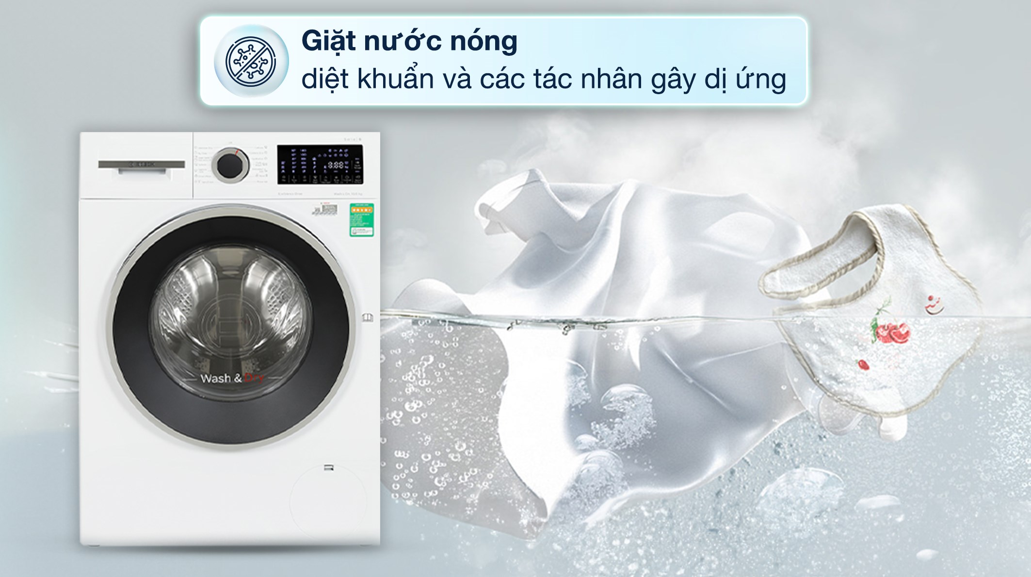 Máy giặt sấy Bosch 10 kg - sấy 6 kg WNA254U0SG