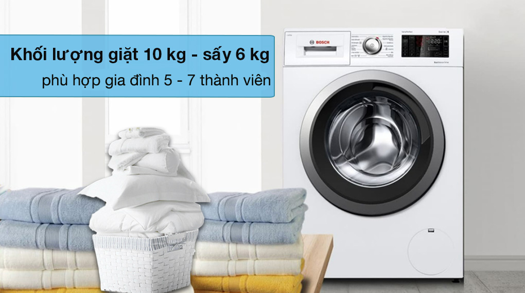 Máy giặt sấy Bosch 10 kg - sấy 6 kg WNA254U0SG - Khối lượng