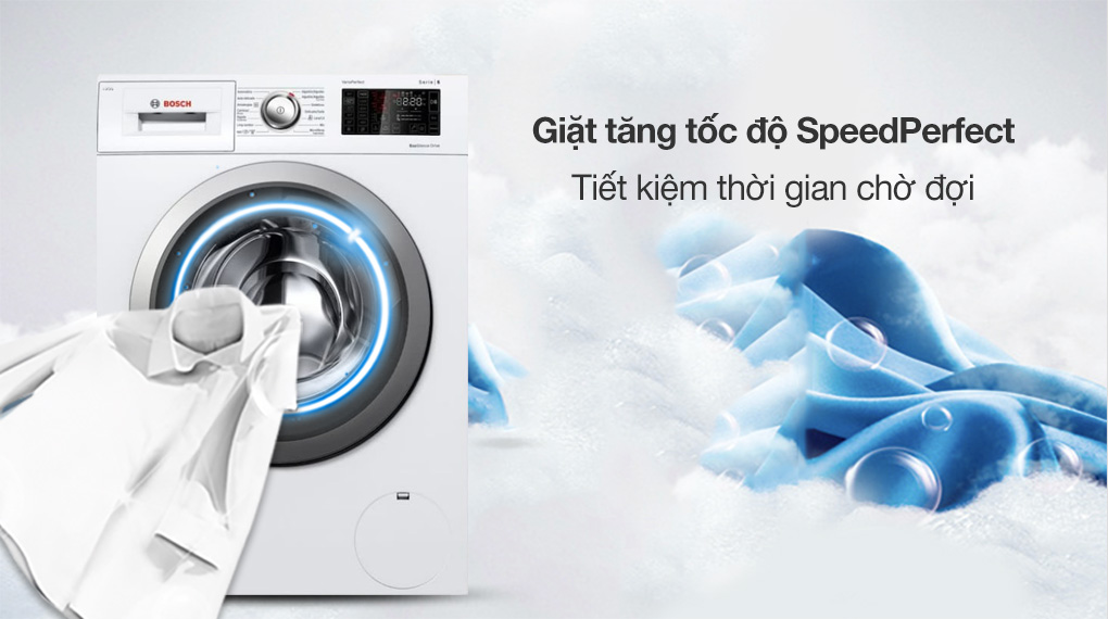 Máy giặt sấy Bosch 10 kg WNA254U0SG - Trang bị chức năng giặt tăng tốc độ SpeedPerfect