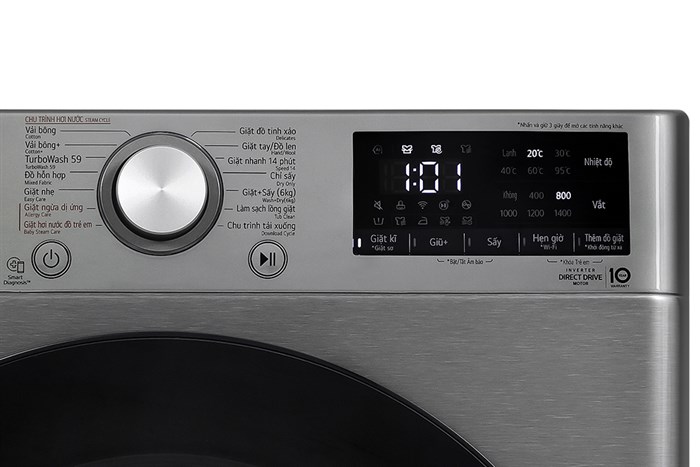 Máy giặt sấy LG AI DD Inverter giặt 10 kg - sấy 6 kg FV1410D4P Màu Xám