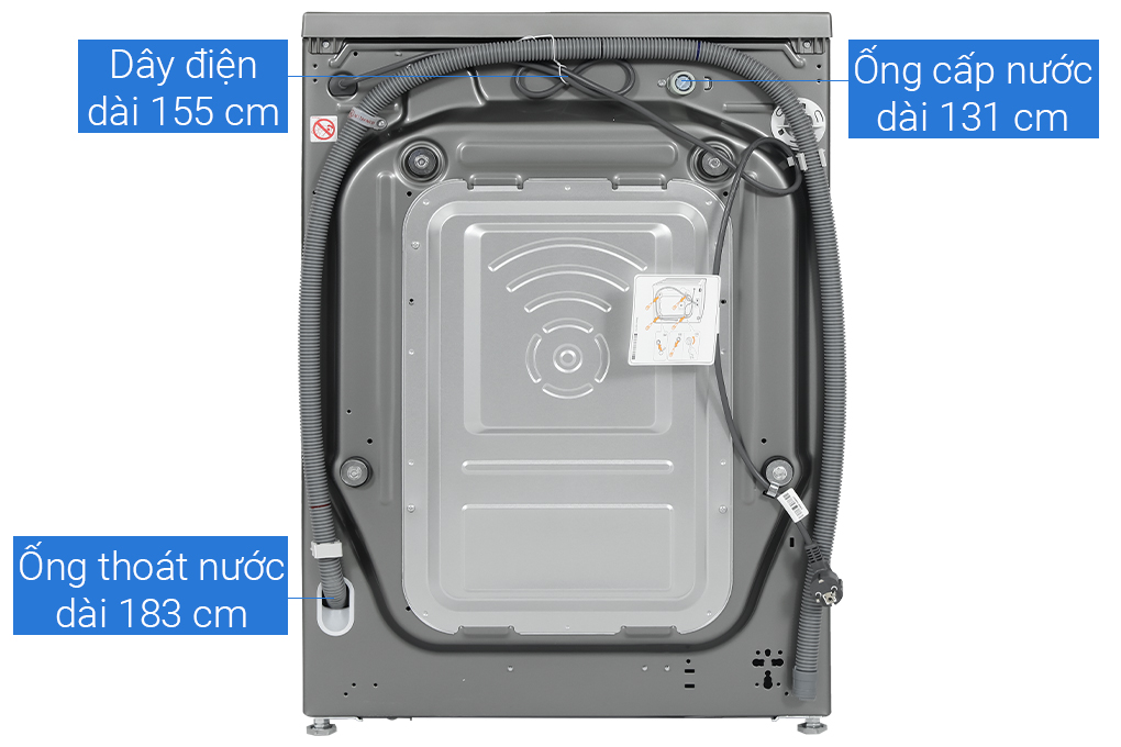 Máy giặt sấy LG AI DD Inverter giặt 10 kg - sấy 6 kg FV1410D4P Màu Xám