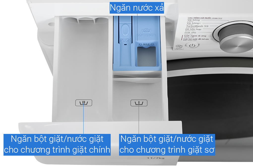 Máy giặt sấy LG AI DD Inverter giặt 11 kg - sấy 7 kg FV1411D4W Màu Trắng