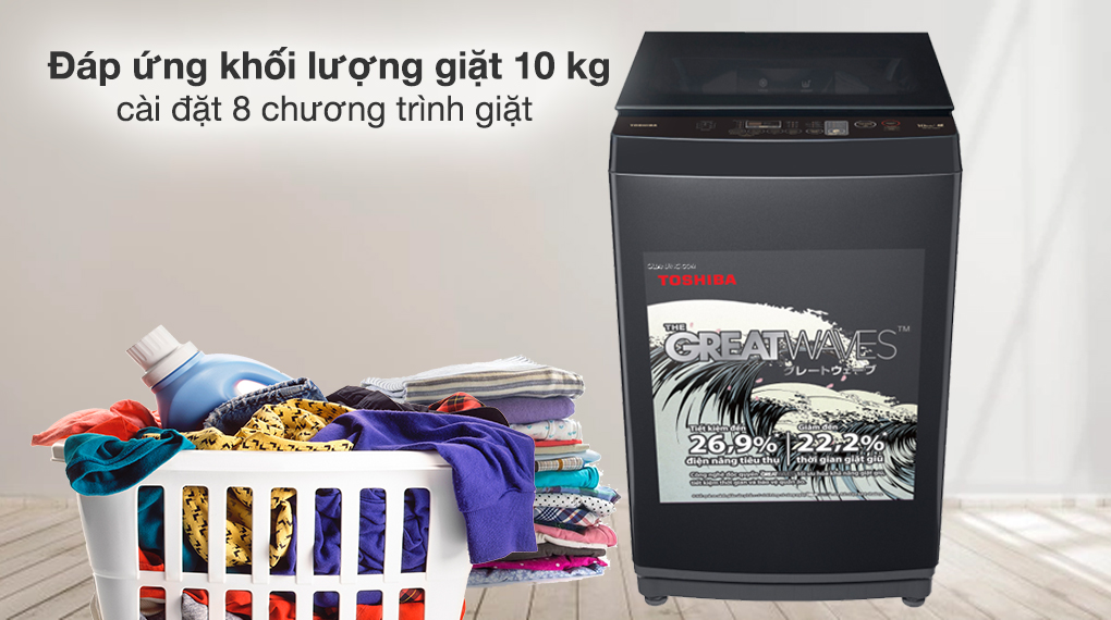 Máy giặt Toshiba 10 kg AW-M1100PV(MK) - Khối lượng giặt và chương trình giặt