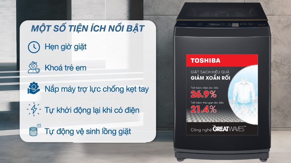 Máy giặt Toshiba Inverter 10 kg AW-DM1100PV(KK)