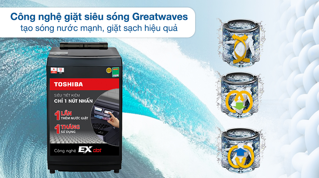 Greatwaves - Máy giặt Toshiba Inverter 12 kg AW-DUM1300KV(MG)