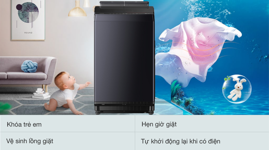 Tiện ích - Máy giặt Toshiba Inverter 12 kg AW-DUM1300KV(MG)