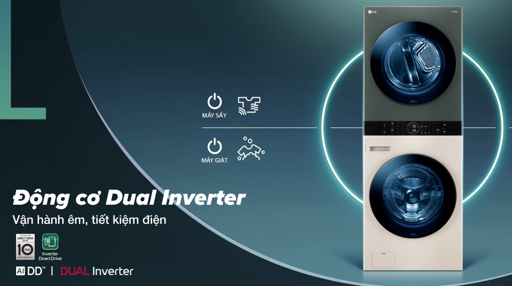 Máy giặt sấy LG Inverter 21 kg WT2116SHEG - Công nghệ Dual Inverter vận hành êm tiết kiệm điện