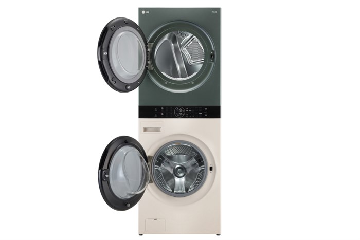 Tháp giặt sấy LG WashTower Inverter giặt 21 kg - sấy 16 kg WT2116SHEG Màu Xanh rêu