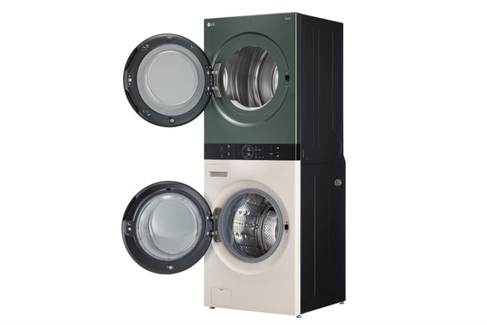 Tháp giặt sấy LG WashTower Inverter giặt 21 kg - sấy 16 kg WT2116SHEG Màu Xanh rêu