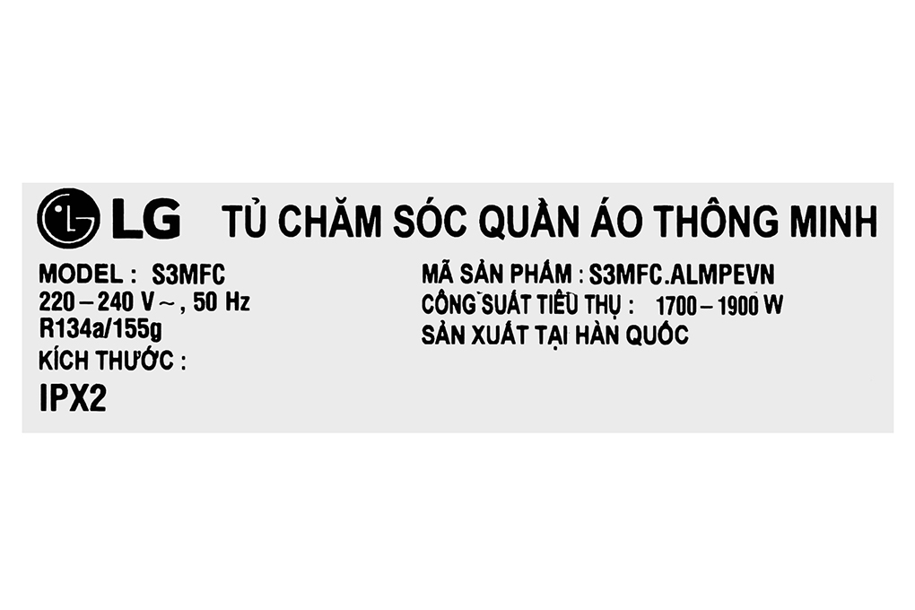 Tủ chăm sóc quần áo thông minh LG Styler Inverter 3 móc S3MFC Màu Trắng - Bạc
