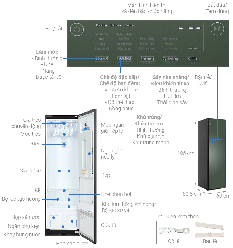 Tủ chăm sóc quần áo thông minh LG Styler Inverter 5 móc S5GOC