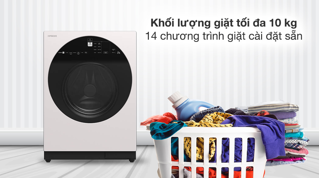 Máy giặt Hitachi Inverter 10 kg BD-100GV WH - Khối lượng giặt và chương trình giặt