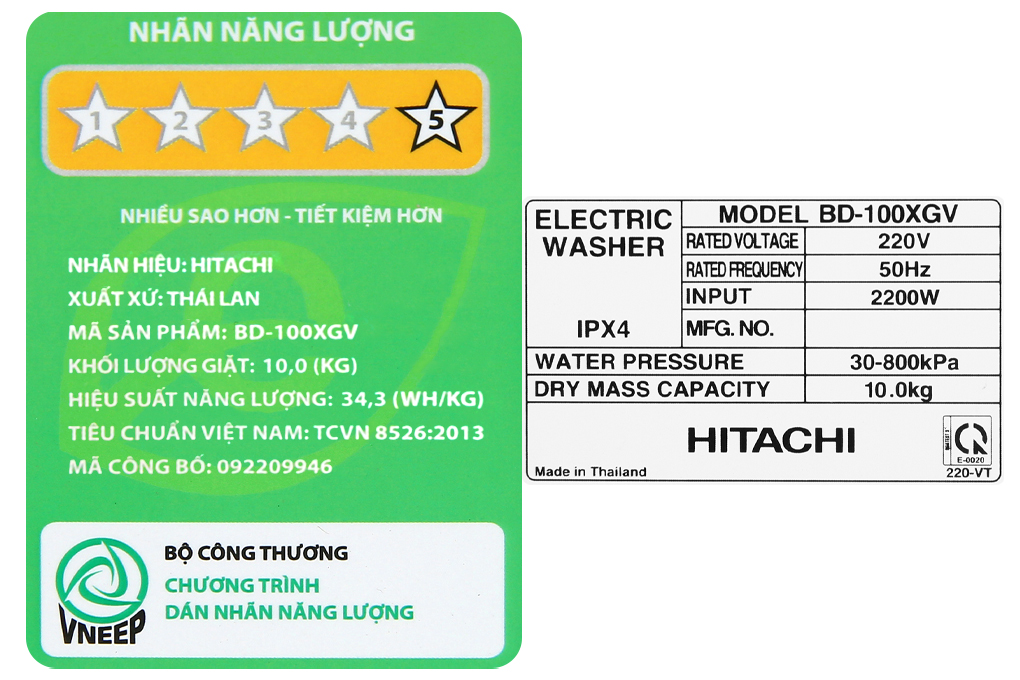 Máy giặt Hitachi Inverter 10 kg BD-100XGV MAG - 9