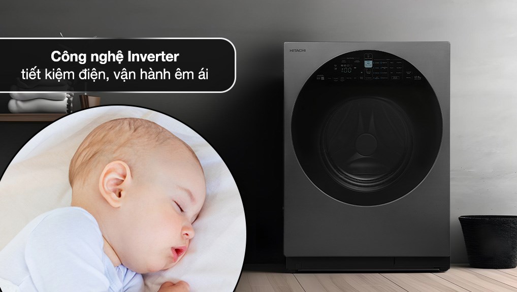 Máy giặt sấy Hitachi Inverter giặt 12 kg - sấy 8 kg BD-D120XGV MAG