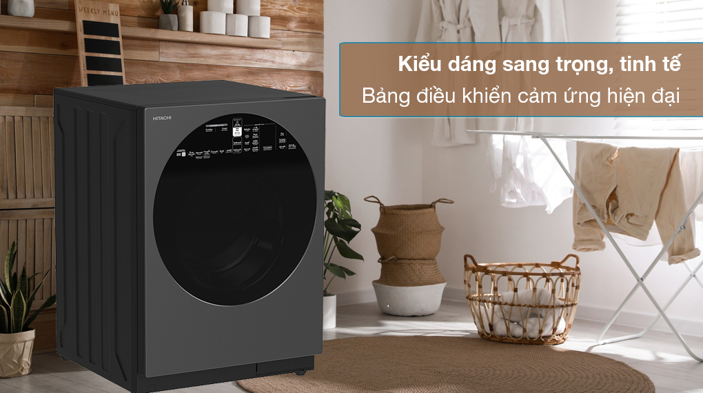 Máy giặt sấy Hitachi BD-D120XGV MAG - Kiểu dáng hiện đại, sang trọng với bảng điều khiển cảm ứng dễ sử dụng
