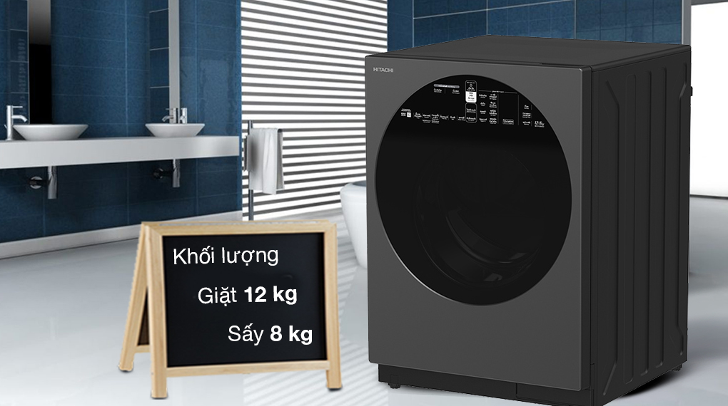 Máy giặt sấy Hitachi BD-D120XGV MAG - Khối lượng giặt 12 kg, sấy 8kg phù hợp gia đình trên 7 người