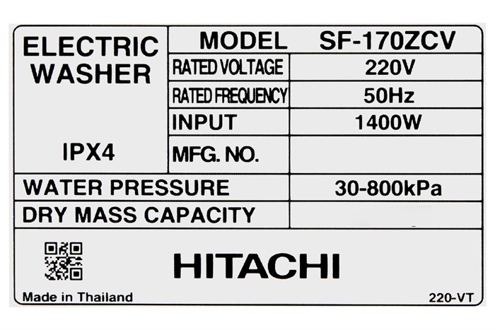 Máy giặt Hitachi Inverter 17 kg SF-170ZCV SS