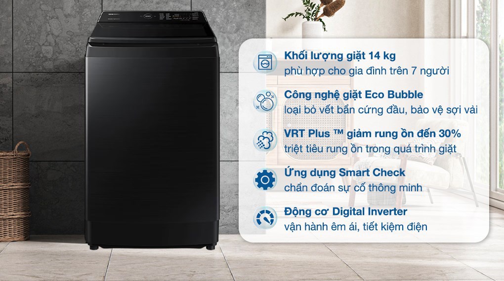 Máy giặt Samsung Inverter 14 kg WA14CG5745BVSV&302750 hover