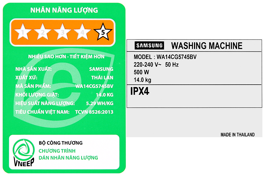 Máy giặt Samsung Inverter 14 kg WA14CG5745BVSV Màu Đen