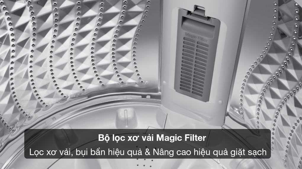 Máy giặt Samsung 12kg WA12CG5745BVSV - Bộ lọc xơ vải Magic Filter giúp lọc sạch xơ vải, bụi bẩn trên quần áo đáng kể 