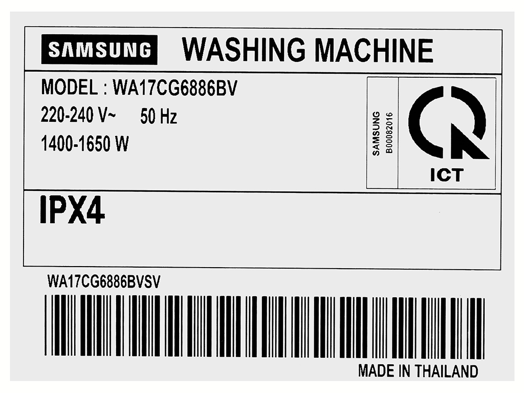 Máy giặt Samsung Inverter 17 kg WA17CG6886BVSV Màu Đen