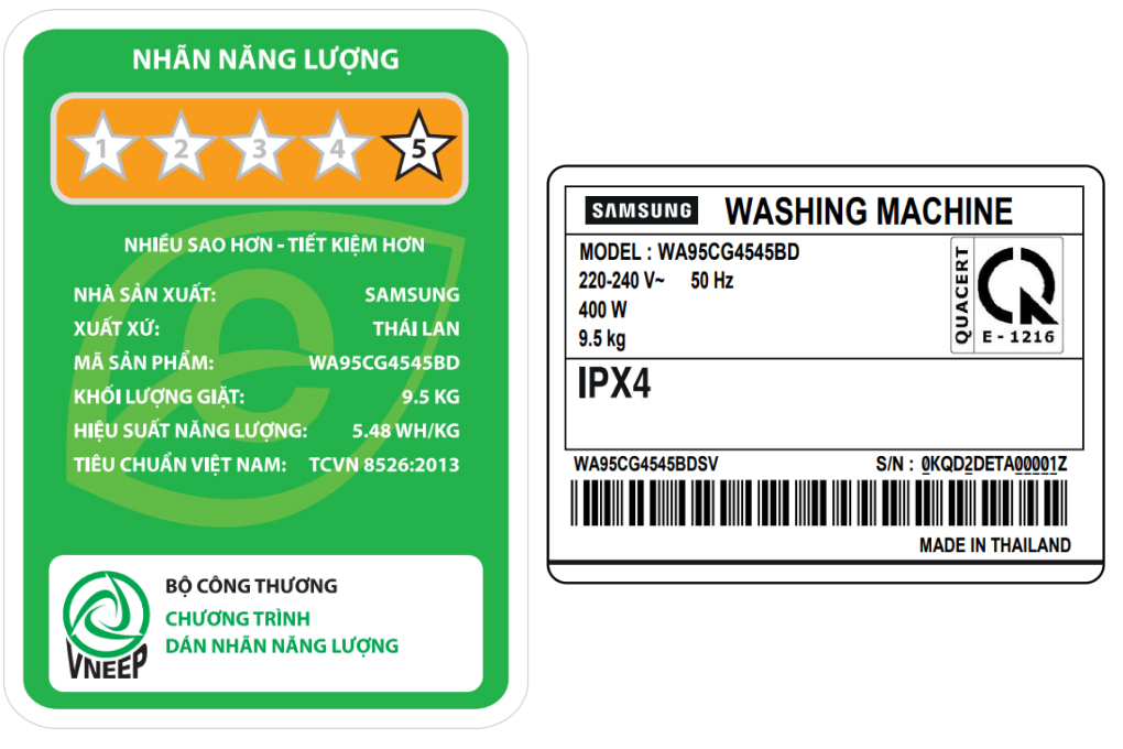 Máy giặt Samsung Inverter 9.5 kg WA95CG4545BDSV Màu Đen - Xám