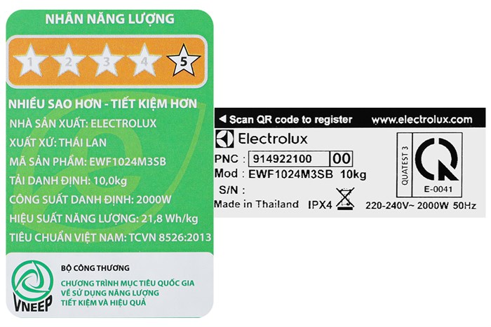 Máy giặt Electrolux UltimateCare 300 Inverter 10 kg EWF1024M3SB Màu Xám