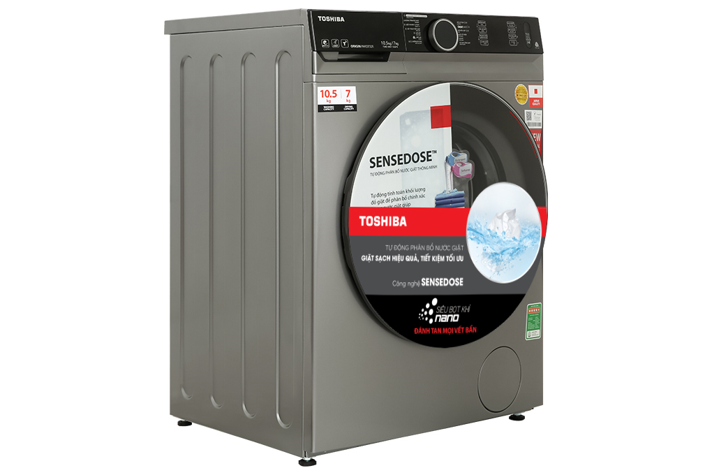 Máy giặt sấy Toshiba Inverter giặt 10.5 kg - sấy 7 kg TWD-BM115GF4V(SK) - 3