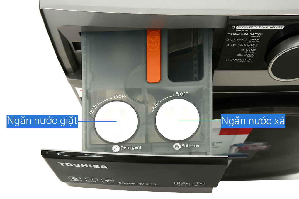 Máy giặt sấy Toshiba Inverter giặt 10.5 kg - sấy 7 kg TWD-BM115GF4V(SK) - 4