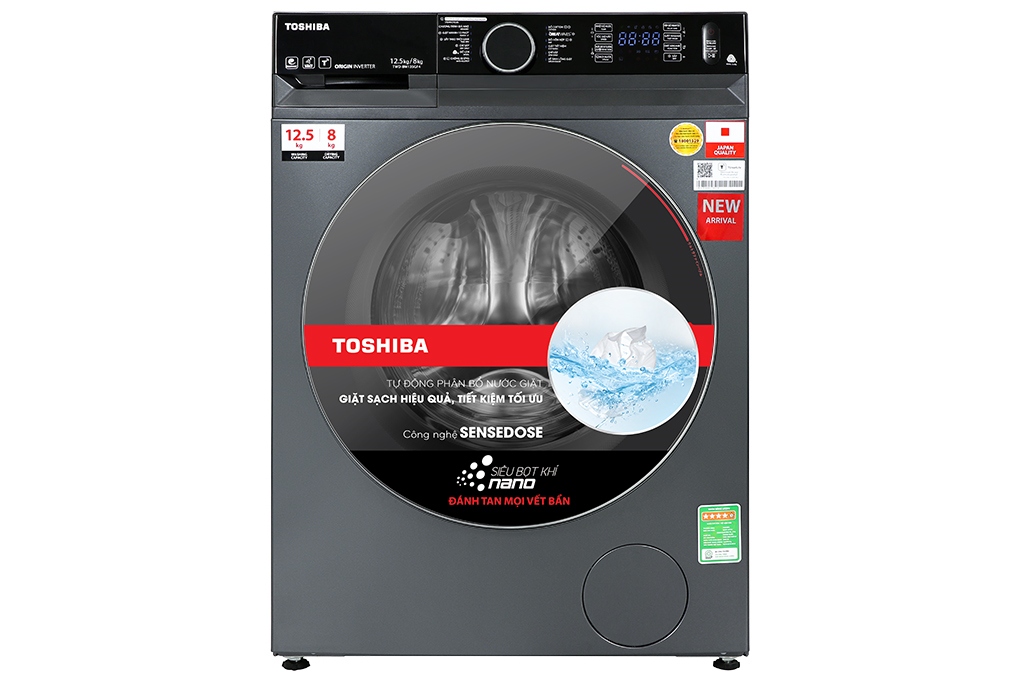 Máy giặt sấy Toshiba Inverter giặt 12.5 kg - sấy 8 kg TWD-BM135GF4V(MG) Màu Bạc