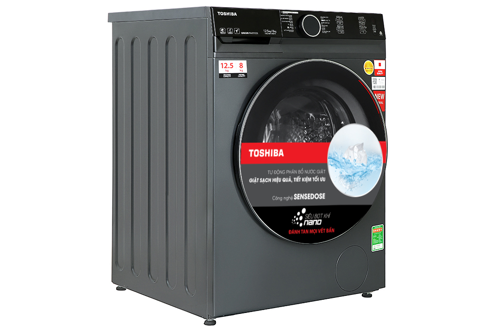 Máy giặt sấy Toshiba Inverter giặt 12.5 kg - sấy 8 kg TWD-BM135GF4V(MG) Màu Bạc