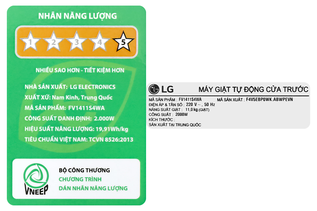 Máy giặt LG AI DD Inverter 11 kg FV1411S4WA Màu Trắng