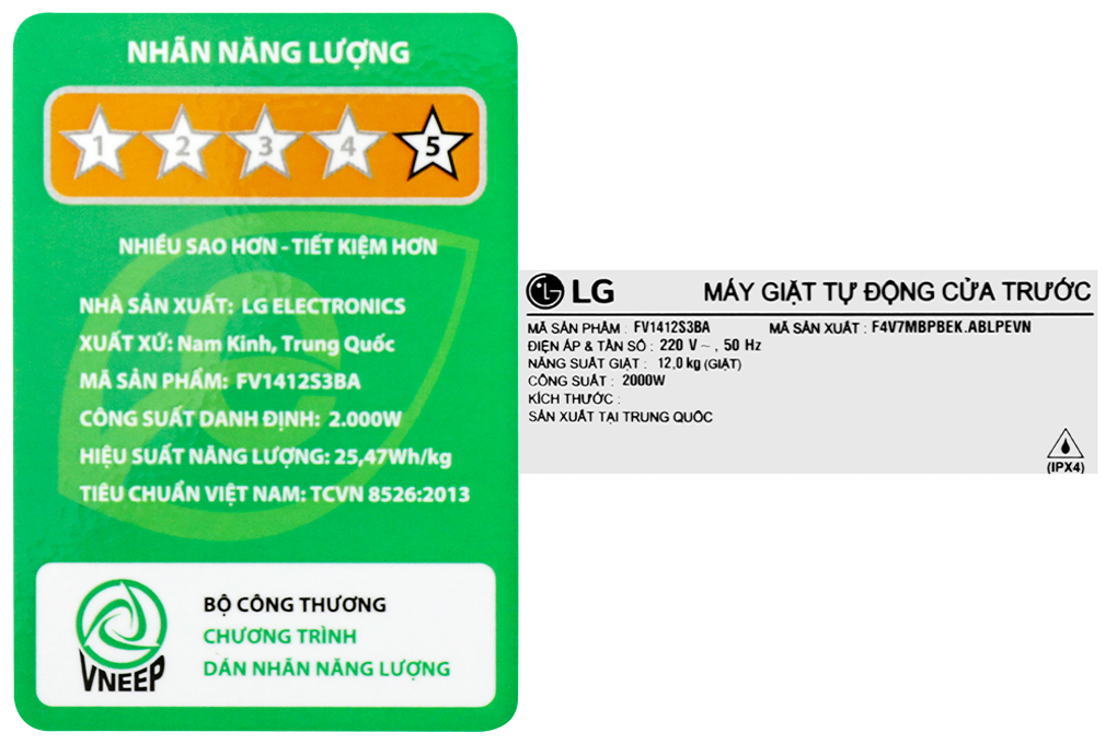 Máy giặt LG AI DD Inverter 12 kg FV1412S3BA Màu Đen