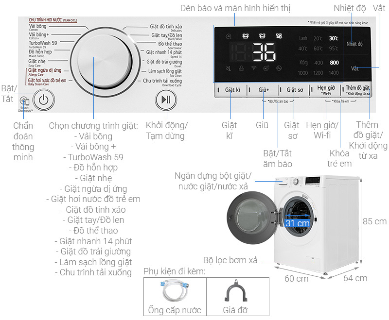 Máy giặt LG Inverter 13 kg FV1413S4W