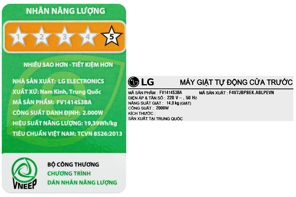 Máy giặt LG AI DD Inverter 14 kg FV1414S3BA Màu Đen