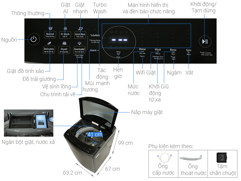 Máy giặt LG AI DD Inverter 19 kg TV2519DV7B
