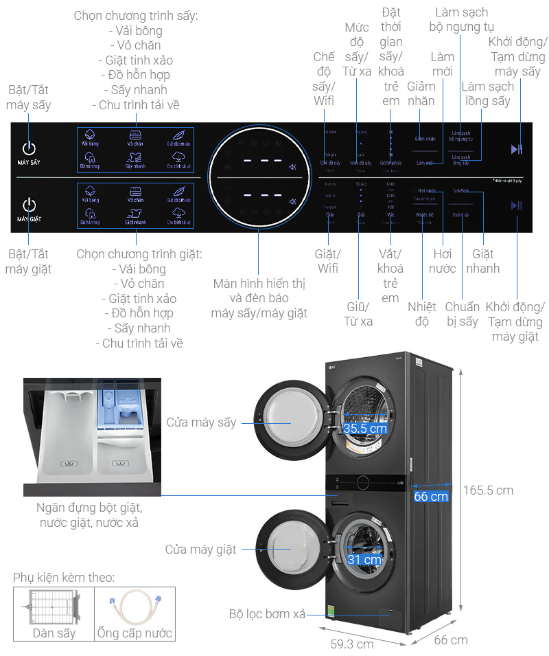 Máy giặt sấy LG Inverter 14 kg WT1410NHB