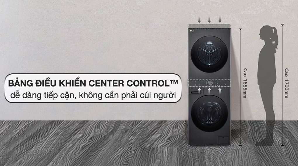 Tháp giặt sấy LG WashTower Inverter giặt 14 kg - sấy 10 kg WT1410NHB