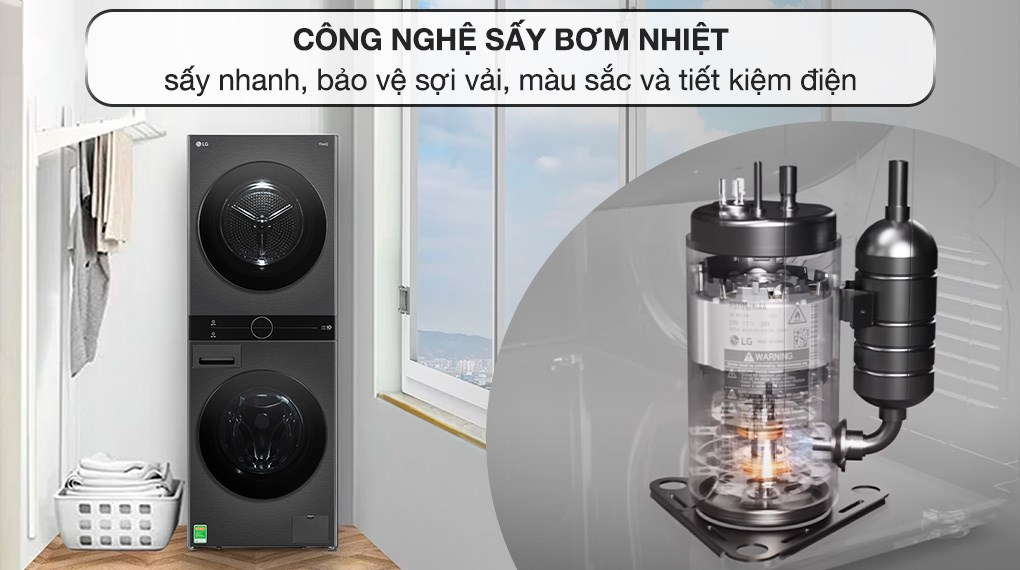 Tháp giặt sấy LG WashTower Inverter giặt 14 kg - sấy 10 kg WT1410NHB