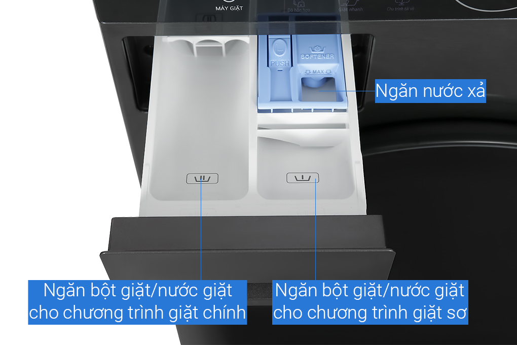 Tháp giặt sấy LG WashTower Inverter giặt 14 kg - sấy 10 kg WT1410NHB Màu Đen