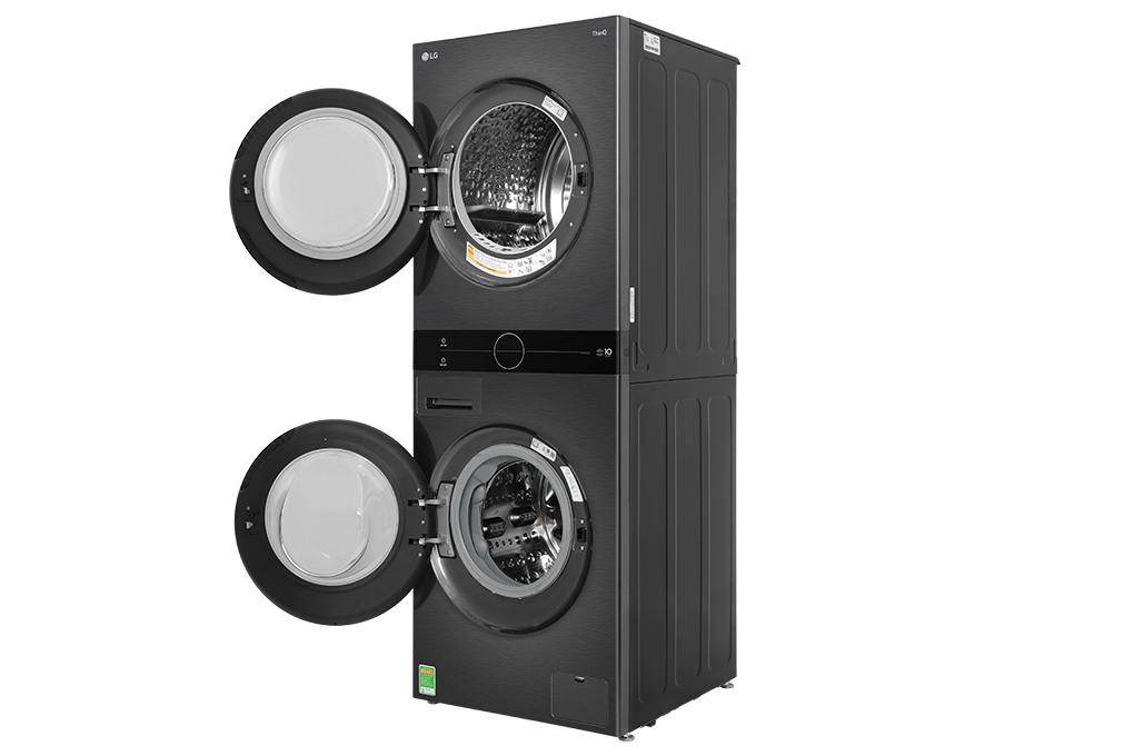 Tháp giặt sấy LG WashTower Inverter giặt 14 kg - sấy 10 kg WT1410NHB Màu Đen