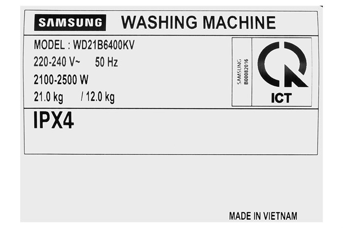Máy giặt sấy Samsung Bespoke AI Inverter giặt 21 kg - sấy 12 kg WD21B6400KV/SV Màu Đen