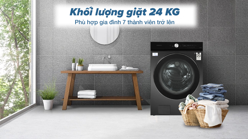 Máy giặt Samsung Inverter 24 kg WF24B9600KV/SV - Khối lượng giặt