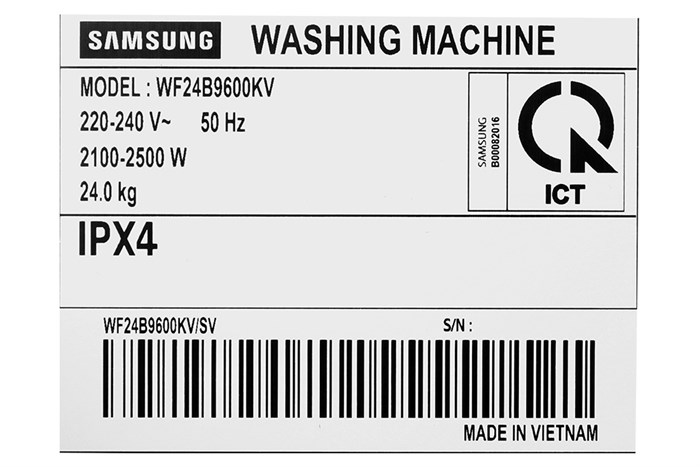 Máy giặt Samsung Bespoke AI Inverter 24 kg WF24B9600KV/SV Màu Đen