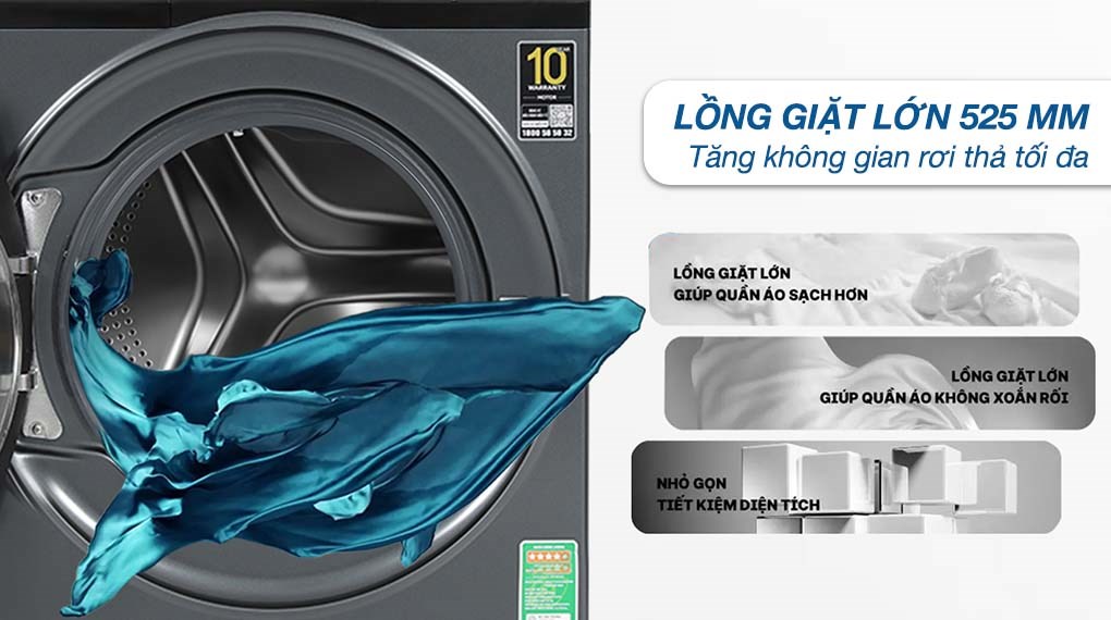 Máy giặt Aqua Inverter 8.5 kg AQD-A852J BK